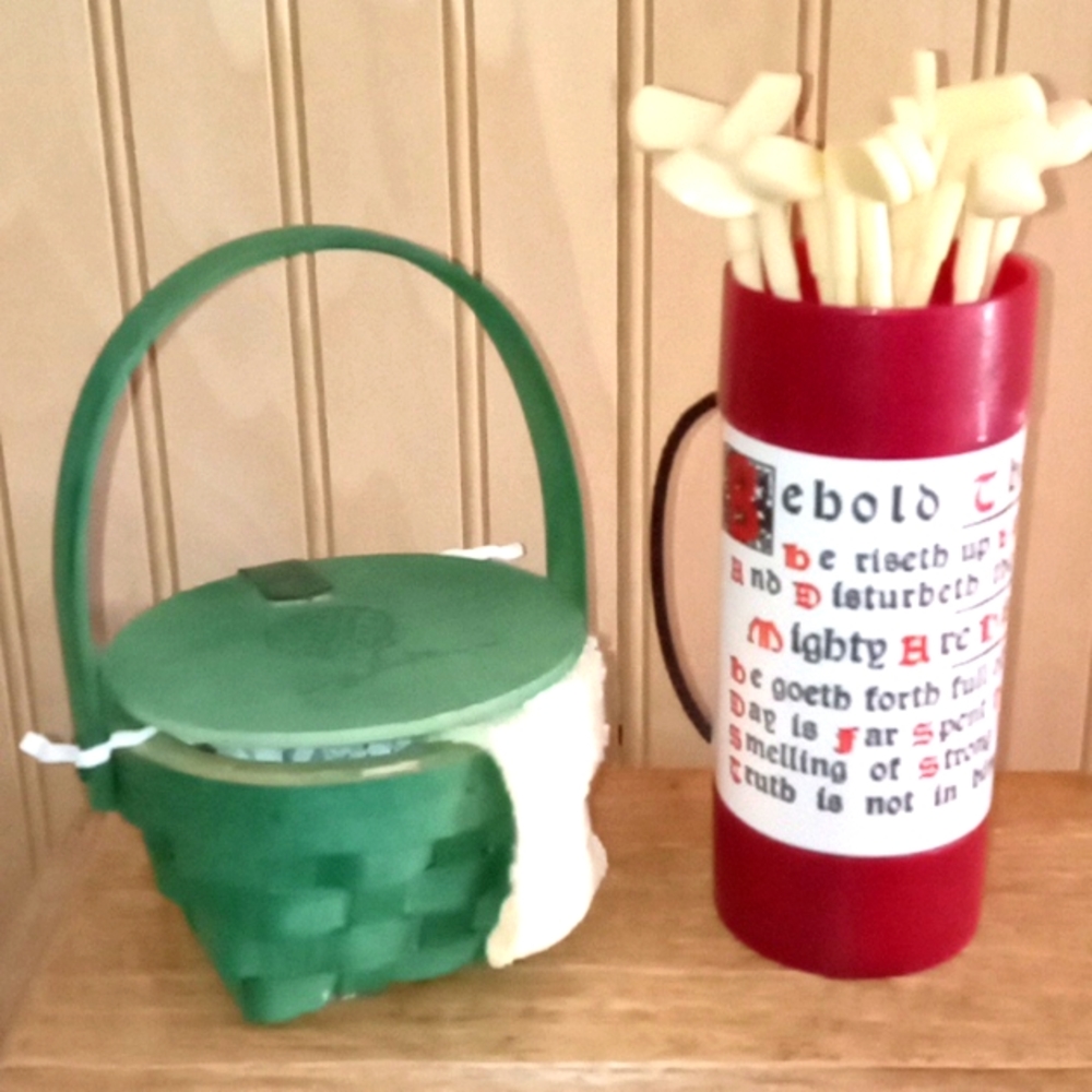 Vintage golfer items, Behold the golfer and Little basket for golf tees
